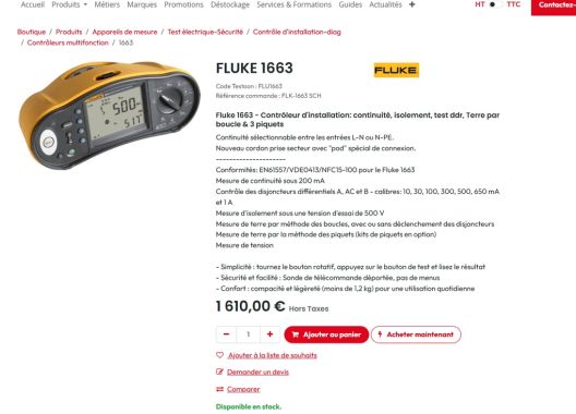 Contrôleur d&rsquo;installation FLUKE 1653