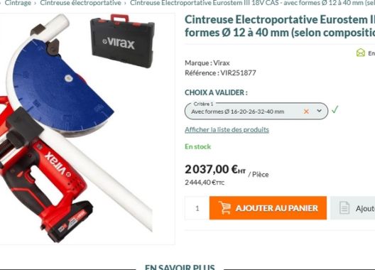 Cintreuse sans fil VIRAX EUROSTEM III + 9 formes
